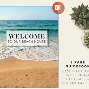 Beach House Welcome Book – Airbnb Home Rental - Guidebook – Printable Template – Printable Guest Book for Home Rentals (Vrbo, HomeAway, etc)