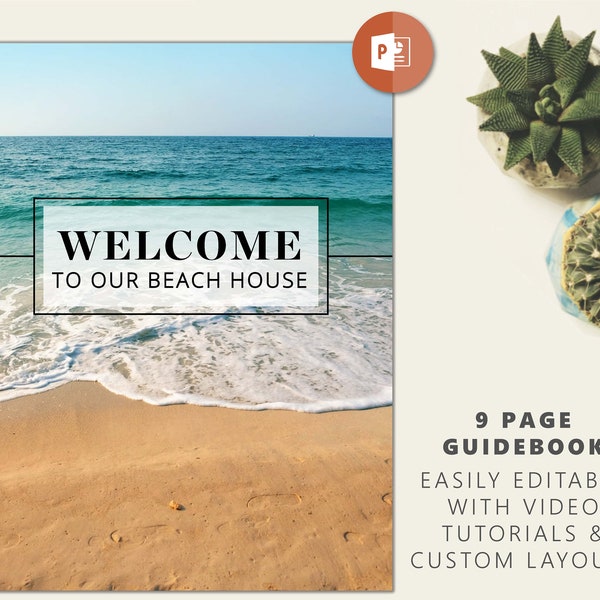 Libro de bienvenida de Beach House – Alquiler de casas en Airbnb - Guía – Plantilla imprimible – Libro de visitas imprimible para alquileres de casas (Vrbo, HomeAway, etc.)