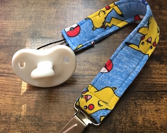 Anime baby pacifier clips || Infant newborn toddler kid cotton fabric print cute universal pacifier binky case custom holders leash unisex