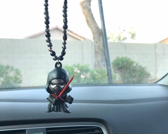 Rear view mirror hanging car charm || Space villian inspired geeky nerdy unique cute dangle beaded jewelry aesthetic ornament decoration