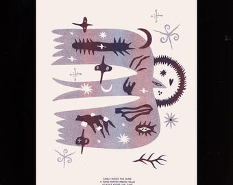 Celestial Eagle Risograph-Printed Poster