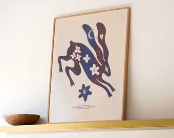 Jumping Rabbit Risograph-Printed Poster