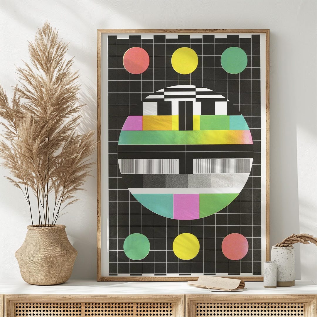 Mcm Star Pattern MCM Television Test Pattern Risograph Poster 11x17