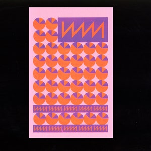 May include: A pink background with a purple rectangle containing the text "WWW" in orange. The background is filled with a pattern of orange and purple semi-circles.