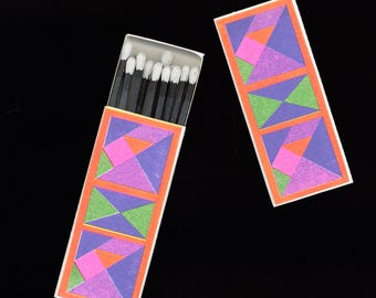 Risograph Printed  Neon Tangram Geometric Matches