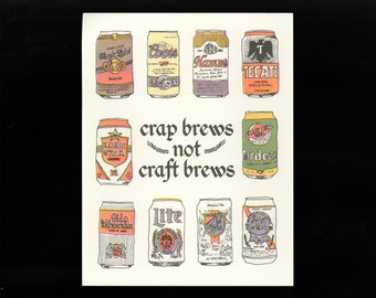 Crap Brews Risograph-Printed Beer Poster - Reprint