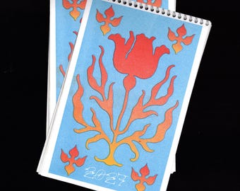 2027 Risograph Gradient Floral Wall Calendar