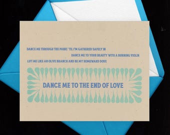 Leonard Cohen "Dance Me To The End of Love" Risograph-Printed Valentine's Day Card