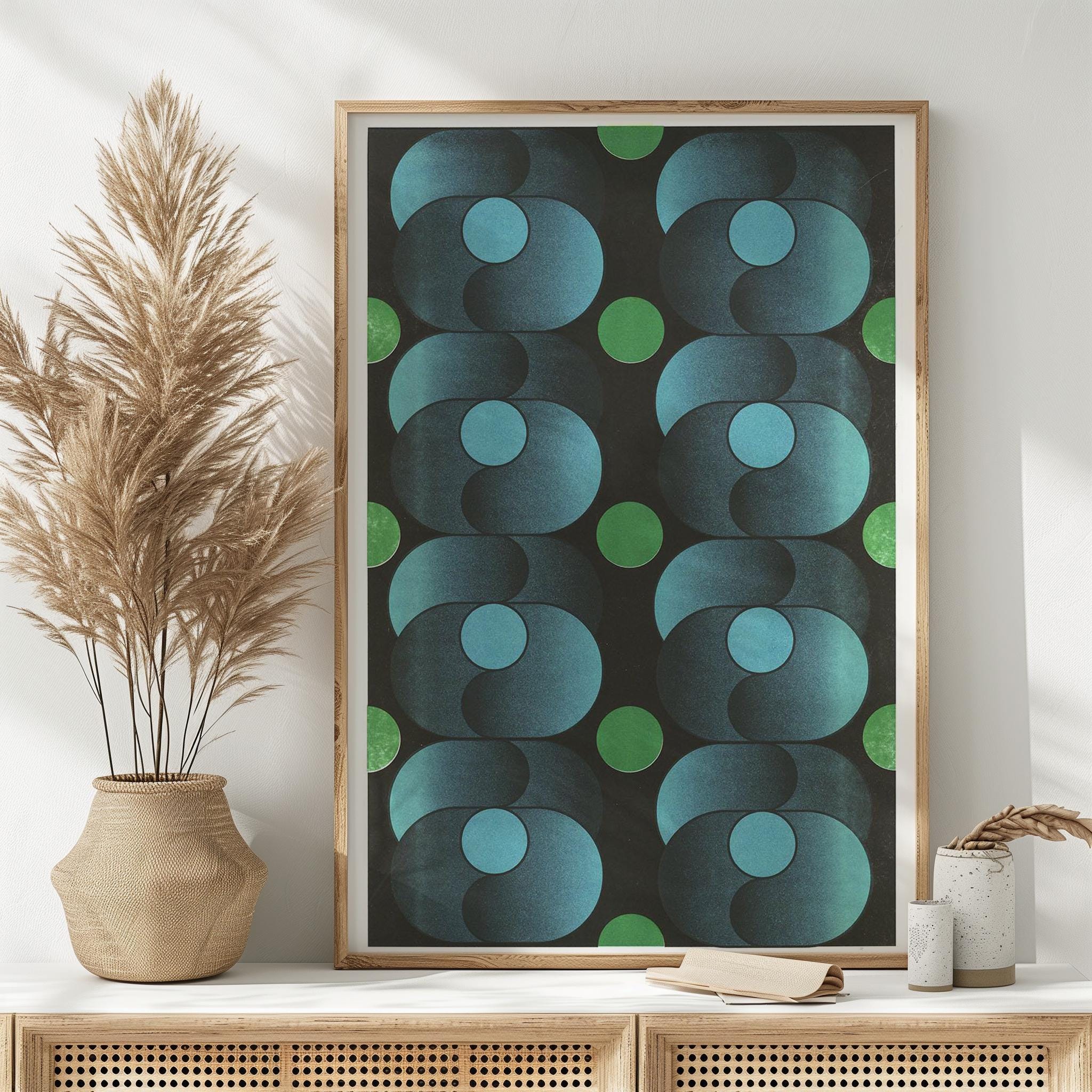 Mid-century Modern Blue Pattern Risograph Poster 11x17" - Etsy