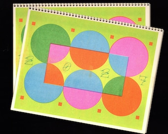 2027 MCM Risograph Bright Shapes Calendar - Mid Century Modern Style