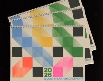 2026 MCM Risograph Shapes Calendar - Mid Century Modern Style