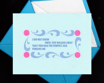 Leonard Cohen "Perfect Ass" Risograph-Printed Valentine's Day Card