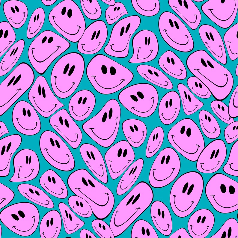 Smiley Face Seamless Repeat Pattern Commercial Use OK Etsy