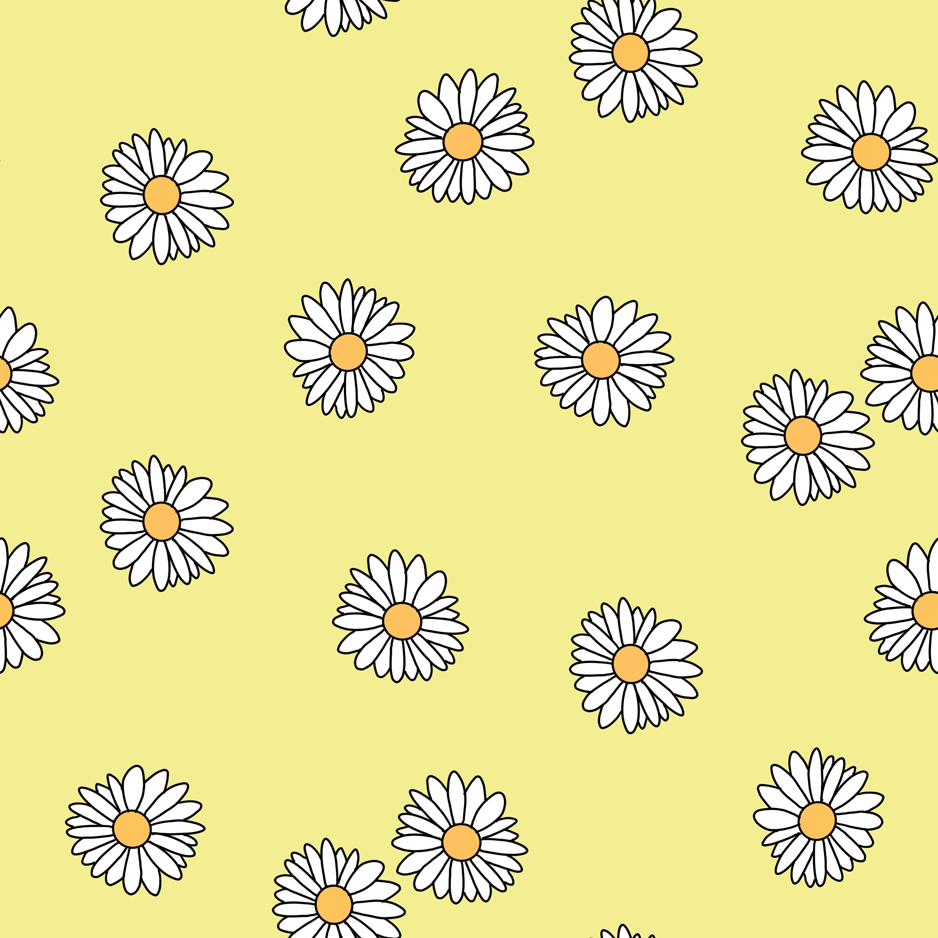 Yellow Daisy Florals Seamless Repeat Pattern Commercial Use Etsy