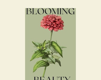 Flor de Zinnia vintage / Arte de pared imprimible digital / Decoración floral del hogar / Ilustraciones de Zinnia vintage / Decoración de pared botánica / Arte floral vintage