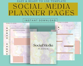 Planificador de redes sociales/ Planificador imprimible/ Kit de redes sociales/ Planificador de Instagram/ Planificador de contenidos/ Planificador de Instagram/Planificador de YouTube/ PDF