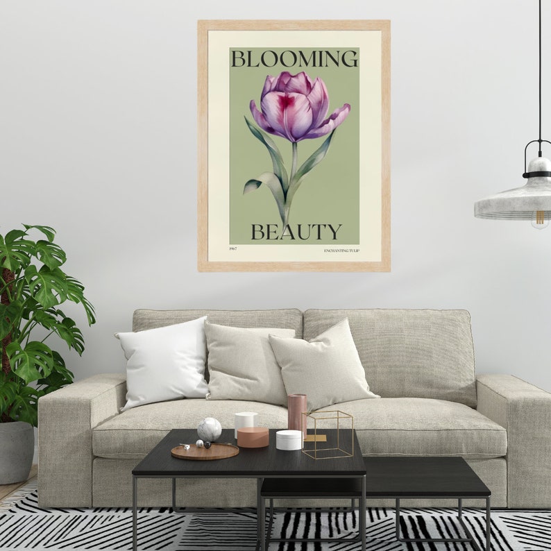 Vintage Tulip Flower| Digital Printable Wall Art| Floral Home Decor ...
