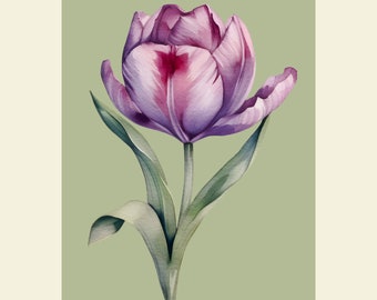 Flor de tulipán vintage / Arte de pared imprimible digital / Decoración floral del hogar / Ilustraciones de tulipanes vintage / Decoración de pared botánica / Arte floral vintage