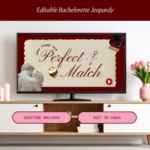 Perfect Match Jeopardy Bachelorette Game Template Bachelorette Trivia Game Night Printable Bridal Shower Game Editable Party Game