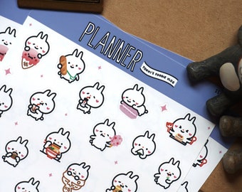 Bunny Tokki Planner (13 designs available) | Sticker Sheet, Bullet Journal Stickers, Planner Hobonichi Stickers, Scrapbook Stickers, Crafts