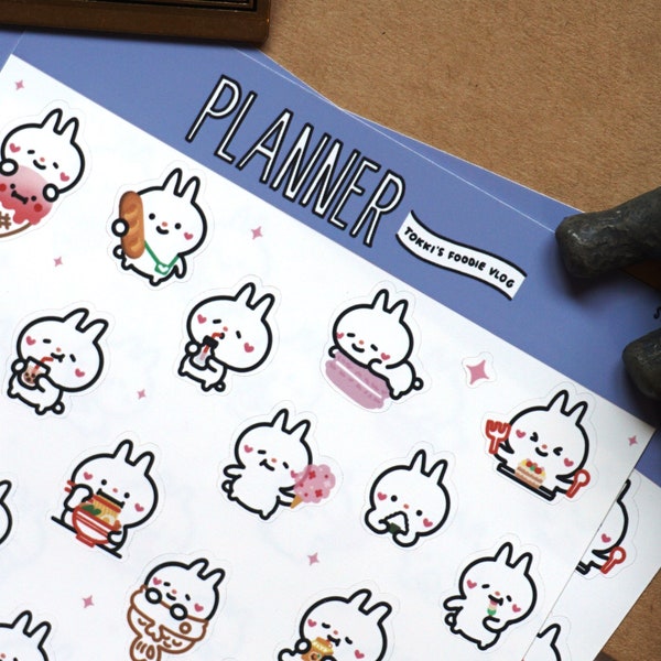 Bunny Tokki Planner (13 designs available) | Sticker Sheet, Bullet Journal Stickers, Planner Hobonichi Stickers, Scrapbook Stickers, Crafts