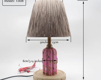 Lámpara de mesa de cuerda de papel marrón hecha a mano, iluminación decorativa para la mesita de noche.
