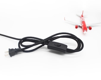 Black/Brown/White cloth-covered or Clear Power Cord with A Convenient on/off Switch.Perfect for DIY Lighting Fixture, Cord Length 1.8 m/70"