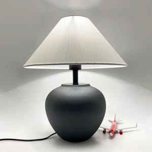 Ceramic Table Lamp with White Lampshade,Minimalist Home Decor Lighting,White Fabric Table Lamp,Elegant Lighting for Living Room