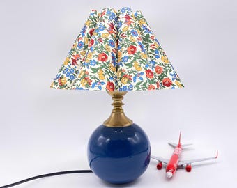 GDMES T065-1,Ceramic Table Lamp,Bedside Table Lamp with Flower Pattern Fabric Lampshade,Decor Table Lamp,Designer Table Lamp,W10" X H13"
