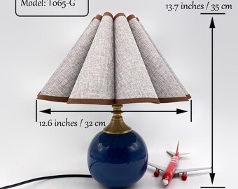 GDMES T065-G, Tamaño: 32 cm de ancho x 35 cm de alto, Lámpara de mesa de cerámica, Lámpara de escritorio de cerámica, Lámpara de mesa de oficina, Lámpara de mesita de noche, Lámpara de noche, Lámpara decorativa