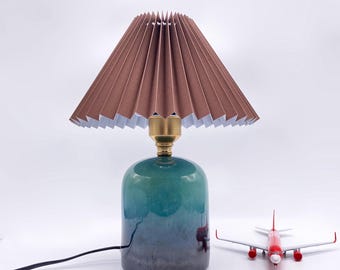 GDMES T039-24-B, Brown Fabric Table Lamp, Ceramic Table Lamp, Decor Table Lamp, Ceramic Nightstand lamp, Bedroom Table Lamp, Room Night Lamp