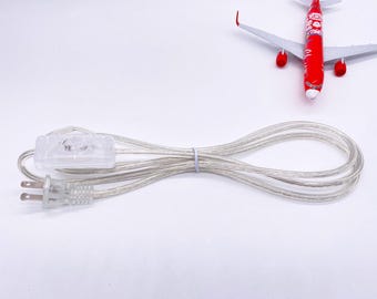 Clear Power Cord or White/Black/Brown fabric-covered Cord with a on/off switch.Perfect for DIY lighting fixture,Plug-in Cord,Length 1.8m/70"