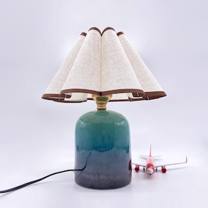 GDMES T040-2, lampe de chevet en céramique, lampe de bureau en céramique, lampe de table bohème, lampe de table de chevet, veilleuse de chambre, lampe de table en céramique