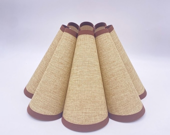 Pantalla de tela hecha a mano con ribete de café, tamaño personalizado, pantallas de lámpara, iluminación personalizable para el hogar o la oficina, 110-240 V/50-60 Hz.