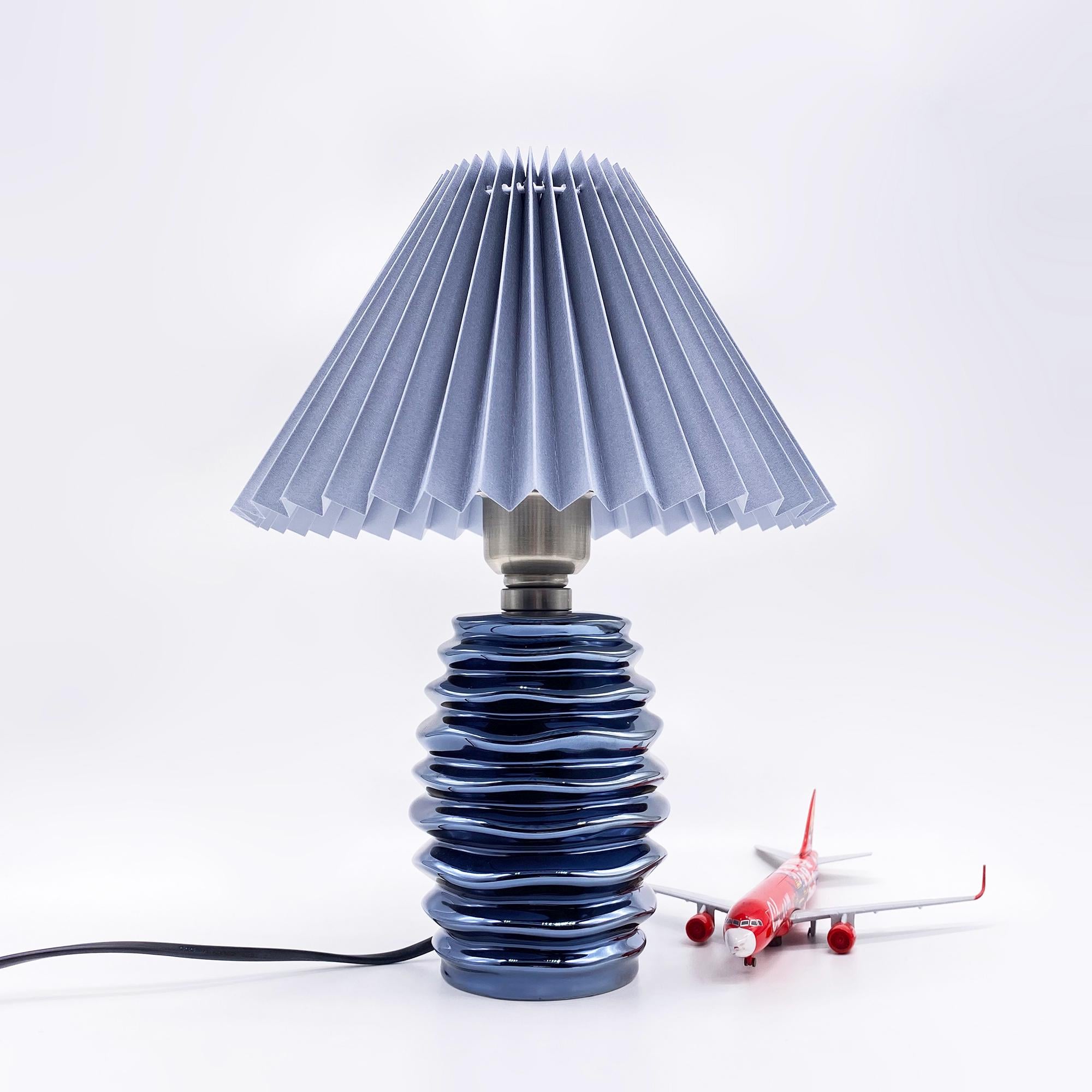 Navy blue pleated lampshade - Etsy 日本