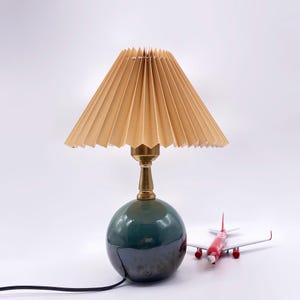 GDMES T037-24-Y, Yellow Fabric and Ceramic Nightstand Lamp, Small Base Width 4.7”, Bedside Lamp, Ceramic Table Lamp, Decor Home Lighting