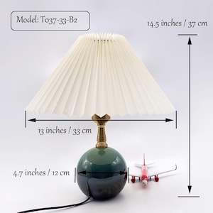 GDMES T037-33-B2, lampe de chevet en céramique, lampe de table de chevet en tissu, lampe de bureau en céramique, lampe de table en tissu, largeur de la lampe 13&quot; par hauteur 14,5&quot;