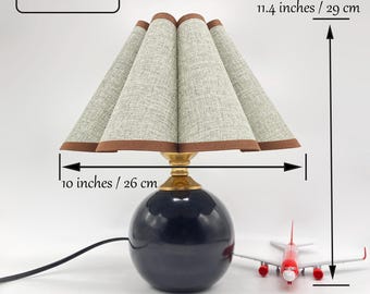 Handmade Ceramic Table Lamp with Fabric Shade,Optional 3 Colors of Lampshades and 4 Colors of Power Cords,Bulb Included,Size W10"XH11.4"