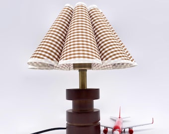 GDMES T054-5,Wooden Table Lamp with Fabric Lampshade,Bedside Table Lamp,Night Lamp,Deocr Desk Lamp,Optional Remote Control,Size W10" X 11.8"