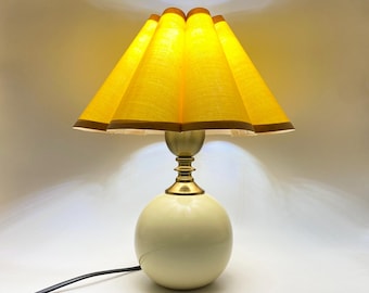 GDMES T060-W, keramische tafellamp met witte of oranje stof schaduw, optie 4 kleuren van netsnoer, aangepaste patroon lampenkap