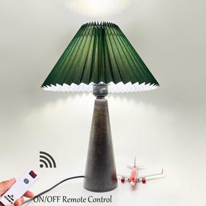 GDMES T052-33-B,Ceramic Table Lamp with Deep Blue Fabric Shade,Bedside Table Lamp,Ceramic Desk Lamp,Interior Design Table Lamp,W13&quot; X H17.5&quot;