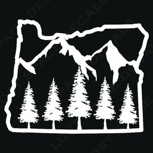 Oregon Trees and Mountain Vinyl Decal