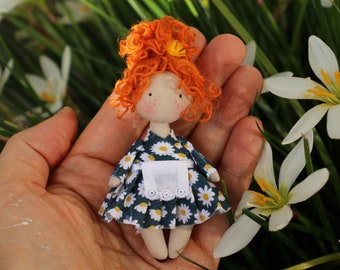 Cute gift for Christmas for mom or granny, miniature textile doll for dollhouse 1/12 scale, little cloth decorative doll, calm anxiety gift