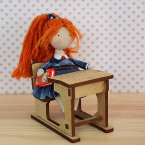 School desk DIY Kit for 1/12 dollhouse Creative play Miniature toy School desk, Back to school gift, End of school year gift, teacher gift image 3