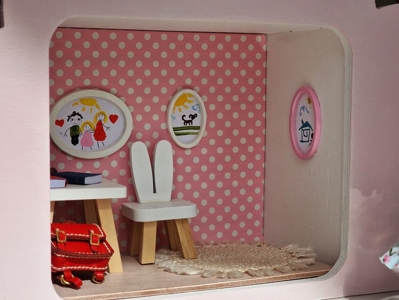Baby shower gift Diorama, roombox, dollhouse 1/12 scale with a doll, amazing custom gift for girl birthday, girls room decoration image 7