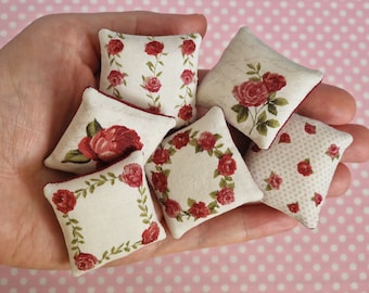 Little pillow for dollhouse,  pillow miniature, doll miniature cushion 1/12 scale