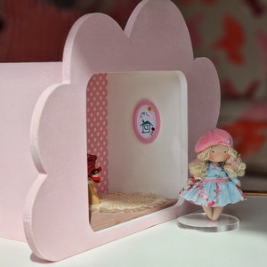 Diorama chambre de fille avec une poupée, décoration de la maison, cadeau de Noël pour amateurs de maison de poupée image 4