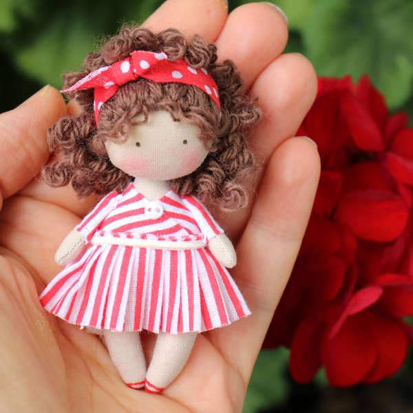 Rag doll mini doll miniature doll fabric doll collectible doll mom gift grandma gift  i love you mom small doll miniature collection