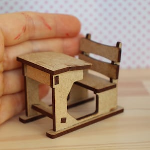 School desk DIY Kit for 1/12 dollhouse Creative play Miniature toy School desk, Back to school gift, End of school year gift, teacher gift image 4