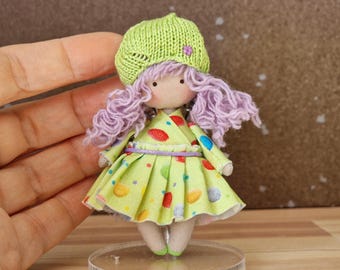 Mothering Sunday gift Rag doll mini doll miniature doll fabric doll collectible doll mom gift grandma gift i love you mom small doll